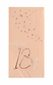 8 X 18TH BIRTHDAY LUSH BLUSH PARTY NAPKINS PREMIUM PARTY TABLEWARE - 23CM - Picture 1 of 6