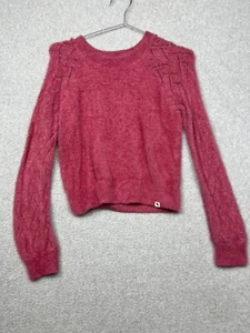 Abercrombie Kids Pullover Chenille Sweater Girls 11/12 Pink Fuzzy Soft Comfort - Picture 1 of 7