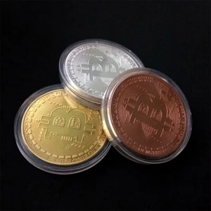 3 Pcs Rose Gold Commemorative Bit Silver Collectors Bitcoin Plated Coin Gold - Picture 1 of 5