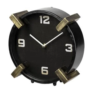 Mercana Round Analog Table Clock 10"x4.5"x10" Gold/Black Metal 2-Tone Quartz - Picture 1 of 4