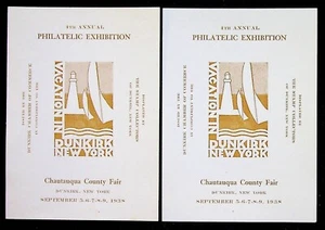 Feria del Condado de Chautauqua Dunkerque Nueva York Exposición 1938 Lote 2 Mini Hojas de Recuerdo - Imagen 1 de 2
