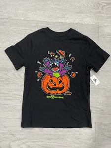 NEW 2024 Walt Disney World Stitch in Pumpkin Halloween Black T-Shirt Size 7/8 - Picture 1 of 3