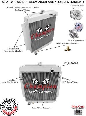 Rel Champion 2 Row All Aluminum Radiator for 1954 - 1956 Ford Skyliner V8 Engine - Imagem 1 de 4