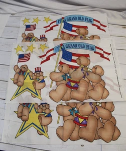Vtg '93 Disney Kingdom Fabric Prints for Crafts #6904 Red White Blue Bears USA - Picture 1 of 6