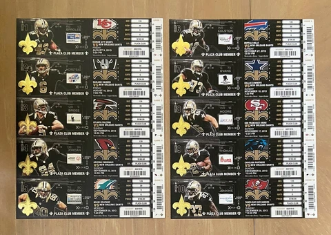 TRAVIS KELCE PRO DEBUT - DREW BREES 2013 NEW ORLEANS SAINTS FULL TICKETS Cover