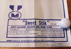 Midwest Products Sweet Stik 54 Inch Wingspan Vintage Rc Airplane PLANS ONLY - Picture 1 of 13