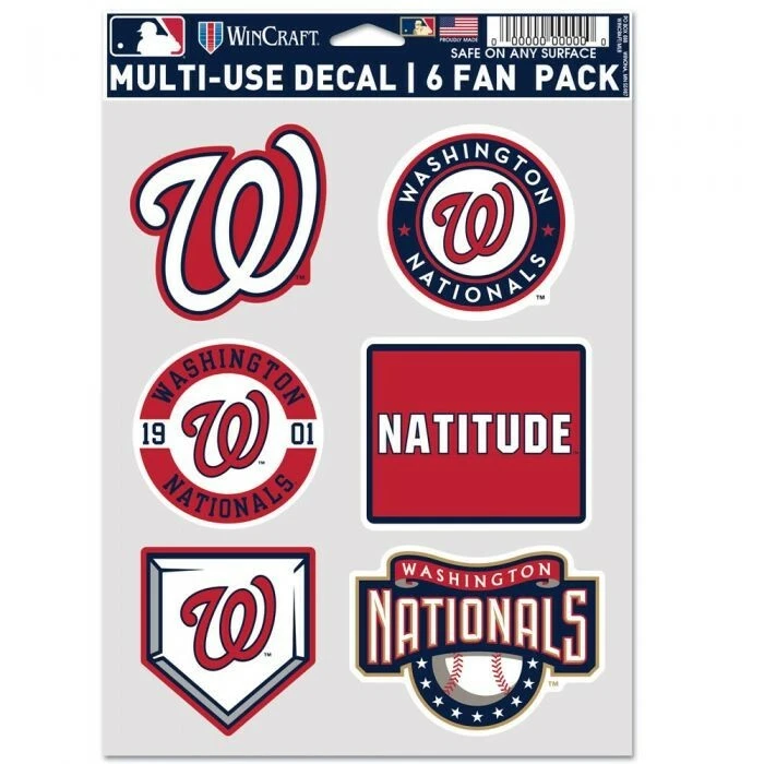 Washington Nationals Multi-Use 6 Fan Pack MLB Decal Stickers *Free Shipping - Image 1 of 1