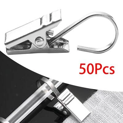 50 PCS Window Curtain Hook Clips Hardware Metal Supplies Drapery Clips Clamps  - Image 1 of 4