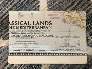 December 1949 Classical Lands Of The Mediterranean Map National Geographic Color - Picture 1 of 13