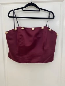 MR K COSETTE/BUST TOP MAROON WITH ROSES ZIP BACK SIZE 18 - Picture 1 of 3