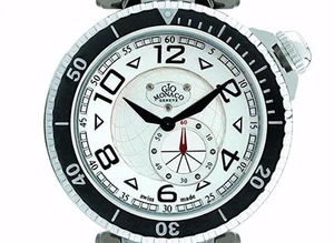 Gio Monaco Men's 644 Poseidon Silver Dial Sub Second Steel and Black PVD Watch - Picture 1 of 10