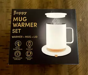 XO Mohn Keramik Tassenwärmer Set Brandneu Versiegelt Weiß Büro/Zuhause - Bild 1 von 5