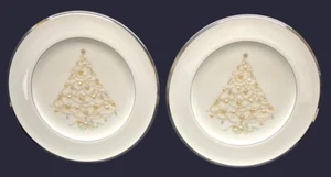 2 Noritake Bone China Palace Christmas Tree Platinum Salad Plates 8 1/2" - Picture 1 of 6