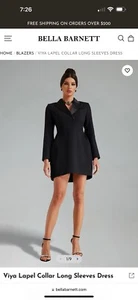Bella Barnet Viya Lapel Collar Long Sleeve Dress Rhinestone Size Small - Picture 1 of 18