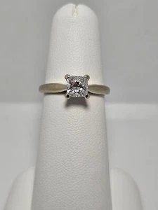 Pretty and bright GIA Certified 0.73ct Princess Diamond Solitaire Ring in 14kwg - Picture 1 of 8