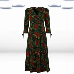 Ex Joe Browns Women's Colourful Flora Jersey Dress in Black - Picture 1 of 6