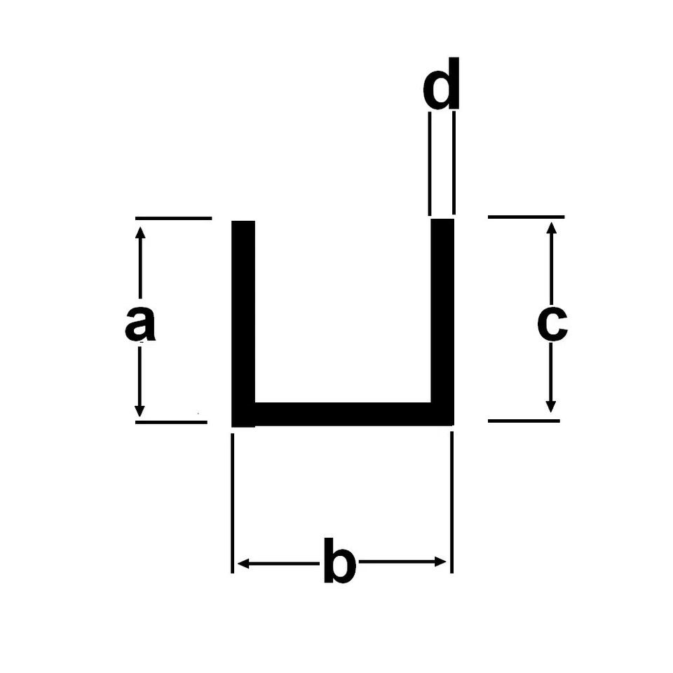 Alu U-Profil Aluprofil Aluminium 1 Meter Aluminiumprofil U Profil div. Varianten - Bild 1 von 1