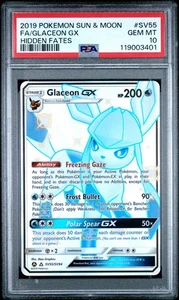 Pokémon Sun & Moon Hidden Fates 2019 #SV55 Glaceon GX Hidden Fates PSA 10 - Imagen 1 de 2