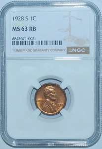 1928 S NGC MS63RB Red and Brown Lincoln Wheat Cent - Picture 1 of 2