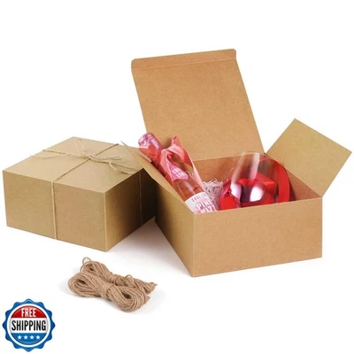 ValBox 8x8x4 Inches Gift Boxes 12 PCS Brown Paper Gift Boxes with Lids for Gi - Image 1 of 4