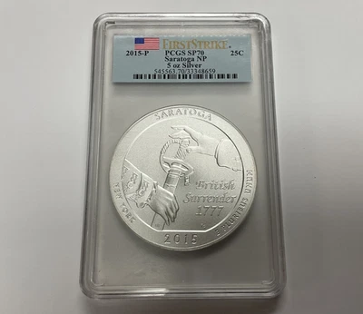U.S. Mint 2015 P 5oz. ATB Silver Saratoga NP Graded SP 69 by PCGS First Strike - Image 1 of 4