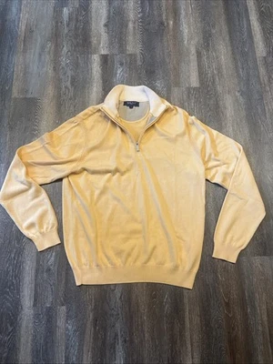 Suéter pulôver masculino BOBBY JONES tamanho M 1/4 zíper picolé cremoso 100% algodão pima - Imagem 1 de 4