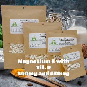 Super Magnesium 5 with Vitamin D3, 500mg or 650mg vegetarian or pullulan - Picture 1 of 9