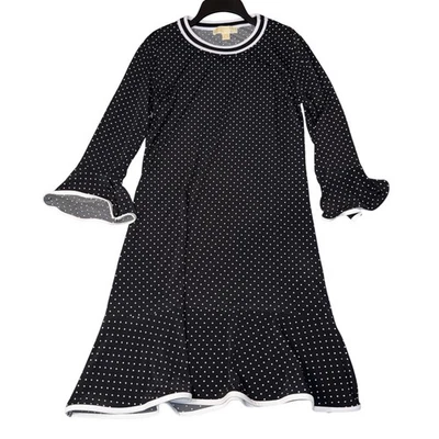 Vestido para mujer Michael Kors negro blanco a lunares manga larga con volantes mediano Foto 1 de 4