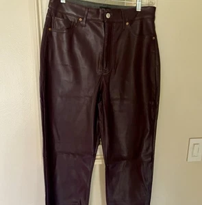 Express Leder Damen 12R Hose Faux weich burgund gerades Bein Taschen, Reißverschluss - Bild 1 von 10