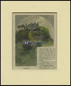 LAUCHHEIM: die Kapfenburg, kolorierter Holzstich um 1880 - Bild 1 von 1