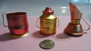 3 Miniature Brass Copper Mug Lantern Pitcher / Carafe Mini 1:6 Scale Dollhouse - Picture 1 of 4