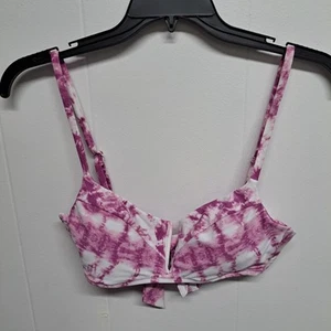 Bar III Tie Dye V-Wire Bikini Top Pink Purple L Swimwear NWT MSRP $44 - Picture 1 of 5