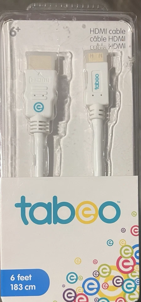 HDMI Cable 6 Feet White Gold Plated Connectors Tabeo - Image 1 of 1