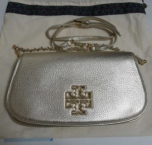 TORY BURCH Clutch Schultertasche Leder Gold Formell Party Authentisch MBc1642 - Bild 1 von 8