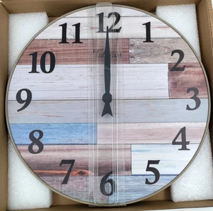 12" Zoll Wanduhr leise nicht tickend dekorativ große Zahl Holz Wanduhr - Bild 1 von 4
