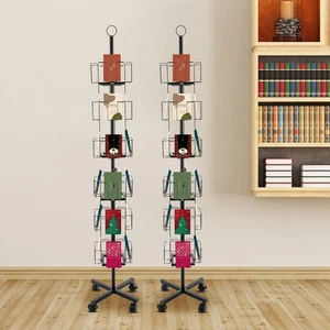 2x Greeting Cards Display Rack, 24 Pockets Rotating Postcard Brochure Display - Picture 1 of 15