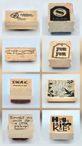 Stampin Up 8 Stamp Sets Of Sentiments And Sayings Rubber Mounted Lot Some Vtg - Picture 1 of 17