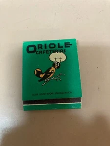 Unused 1950s? Baltimore oriole cafeterias matchbook picture of bird - Picture 1 of 3