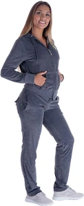 Velour Tracksuit Womens 2 Pieces Joggers Outfits Jogging Sweatsuits Set Soft Spo - Picture 1 of 12