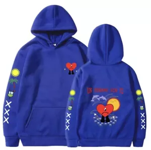 New Bad Bunny Men's/Women's Printed Street Pullover Hoodies Blue Large - Picture 1 of 2