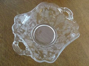 Cambridge Glass Elegant Rose Point Square Handled Bon Bon Candy Dish w/Handles - Picture 1 of 12