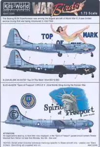 Kits Calcomanías Mundiales 1/72 BOEING B-29 SUPERFORTRESS SEGUNDA GUERRA MUNDIAL Y guerra de Corea - Imagen 1 de 3