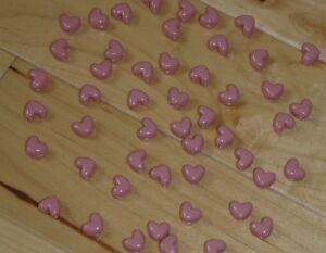 Heart Shaped Beads - Pink Rose - Vertical Hole - Pkg of 50 - Made in USA