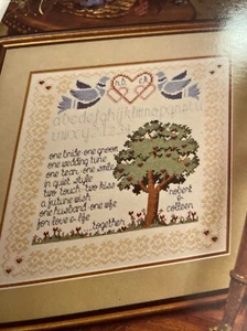 vtg wedding sampler cross stitch pattern One Bride One Groom 1981 plus more - Picture 1 of 3