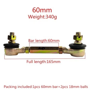 60mm/2.36In Tie Rod M10 Steering Linkage T Style Ball Jointer Left Right Threads - Picture 1 of 12