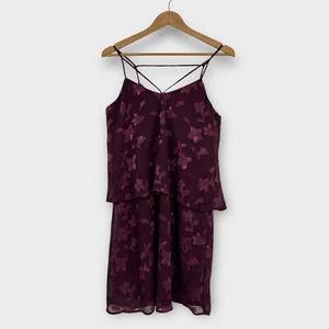 Collective Concepts Women’s Size Small Burgundy Floral Embroidery Layered Dress - Picture 1 of 9