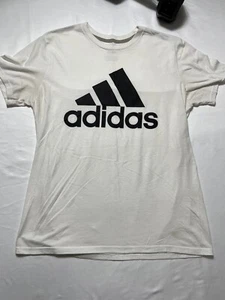 adidas Essentials Big Logo Mens Tee T-Shirt L White/Black #B-830 - Picture 1 of 6