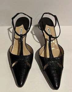 Rare  Manolo Blahnik 38.5 Lizard Kitten  Heels NWOT - Picture 1 of 5
