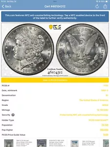 1881 S $1 Morgan Silver Dollar PCGS MS 63 46104312 BU Few Bag Marks - Picture 1 of 7