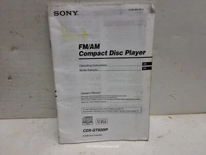 Sony AM FM CD player CDX-GT820IP OWNERS MANUAL INSTRUCTION MANUAL OEM - Picture 1 of 1